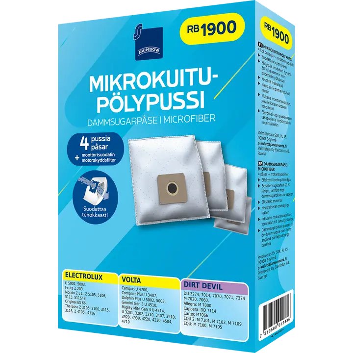 Rainbow pölypussi RB1900 4kpl + moottorisuodatin