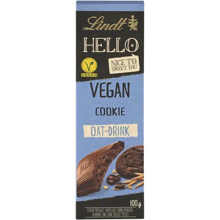 Lindt HELLO Vegan Cookie kaakaotuote, vegaaninen suklaalevy 100g