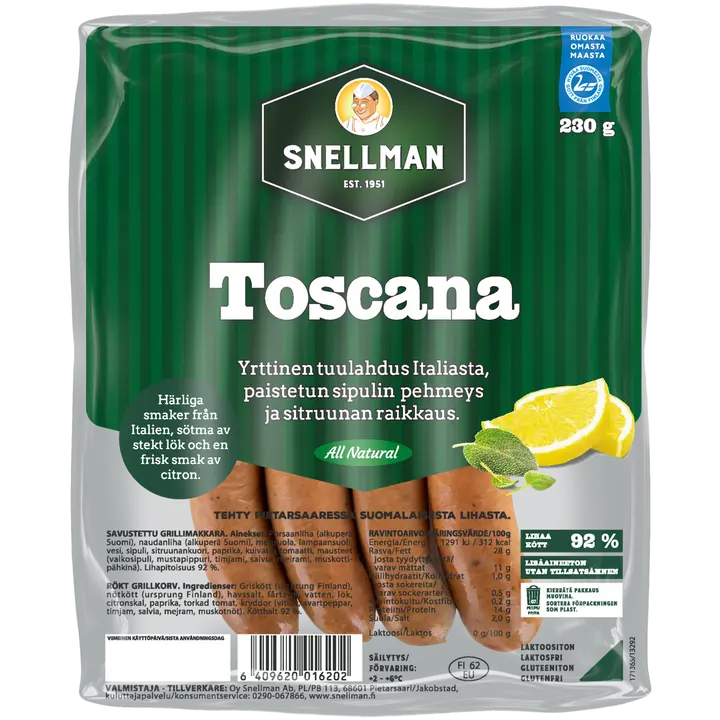 Snellman All Natural Toscana grillimakkara 230 g