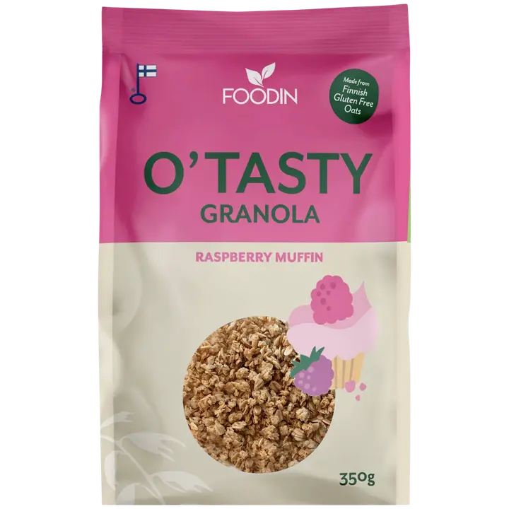 Foodin O`Tasty Vadelma-Kauragranola 350g