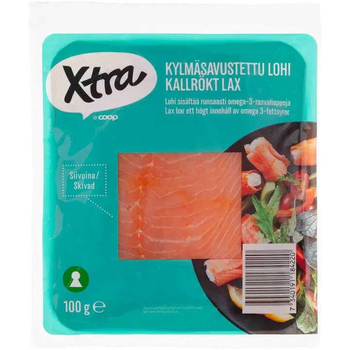 Xtra kallrökt lax 100 g e