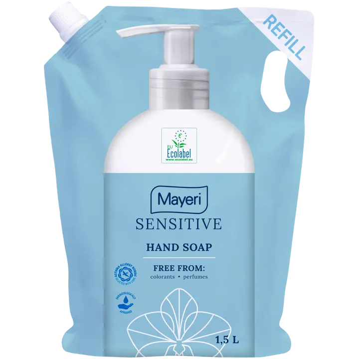 Mayeri Sensitive nestesaippua 1,5 L täyttöpussi