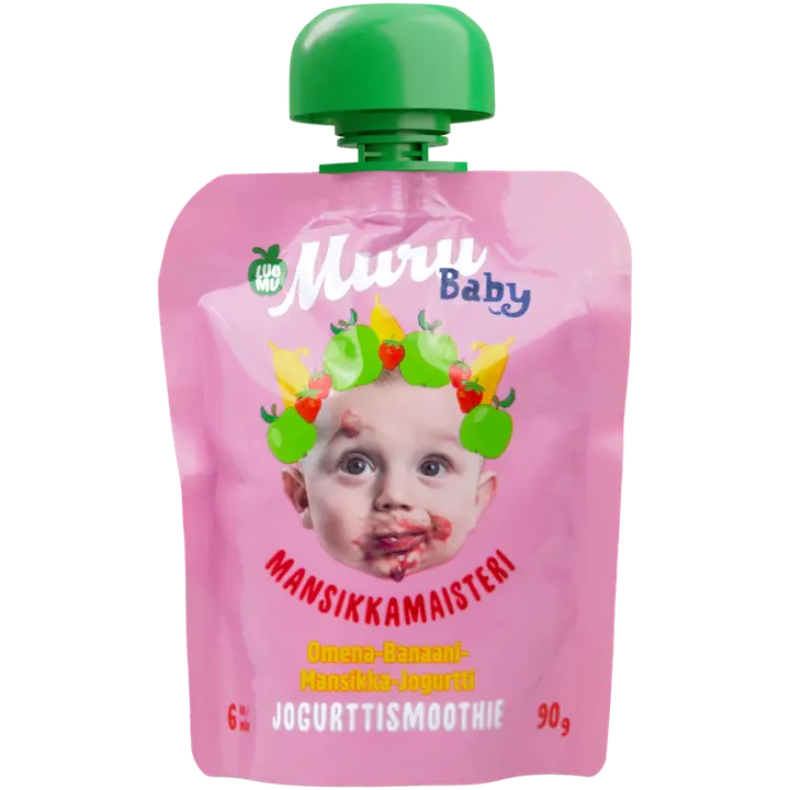 Muru Baby  Mansikkamaisteri Jogurttismoothie 6 kk  omena-banaani-mansikka-jogurtti 90 g