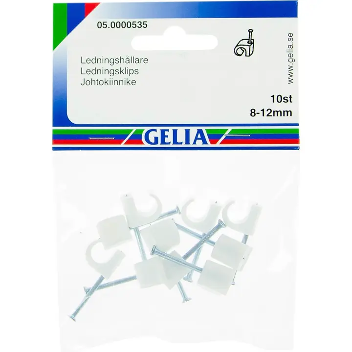 Gelia johtokiinnike 8-12mm 10kpl valkoinen
