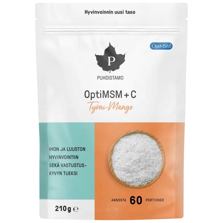 Puhdistamo OptiMSM+C -jauhe Tyrni-Mango 210 g