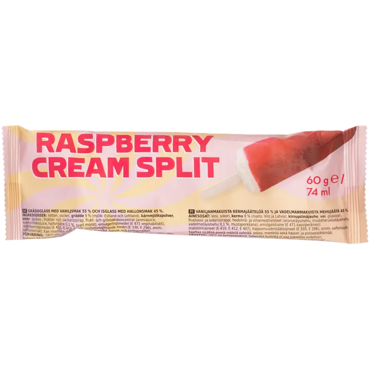 Coop Raspberry Cream Split jäätelöpuikko 60g/74ml