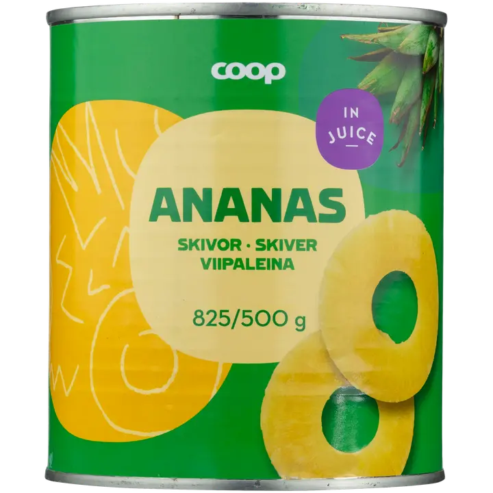 Coop ananassiviilud ananassimahlas 825/500g
