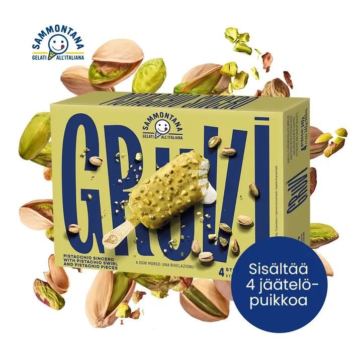 Sammontana Gruvi Pistaasi jäätelöpuikko 4 x 60g = 240g/300ml monipakkaus