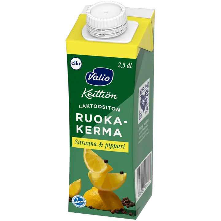 Valio Keittiön ruokakerma 2,5 dl sitruuna ja pippuri UHT laktoositon