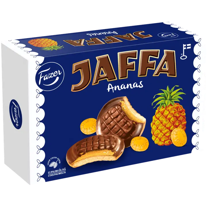 Jaffa šokolaadiga kaetud ananassimaitselise täidisega küpsis 300 g