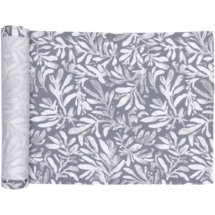 Pentik Hetki akryylipinnoitettu kaitaliina 45x160 cm lehti harmaa