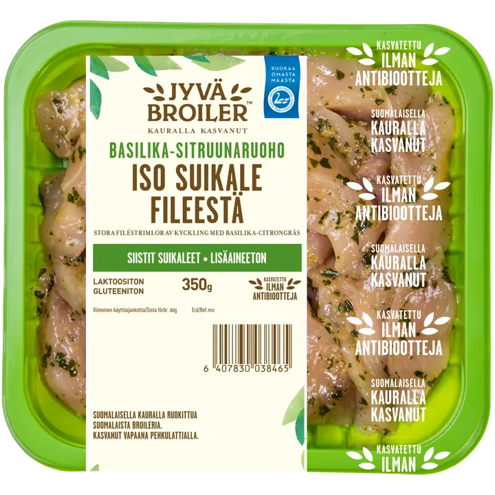 Jyväbroiler Iso Suikale Broilerin Fileestä Basilika-Sitruunaruoho 350g
