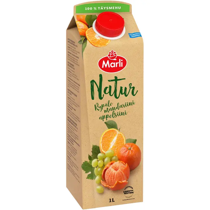Marli Natur Rypäle-appelsiini-mandariinitäysmehu 100% 1 L