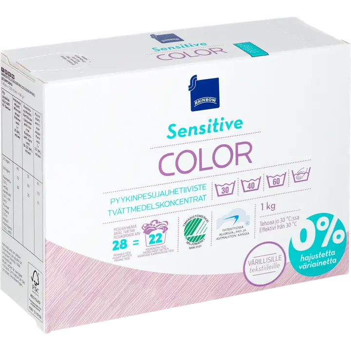 Rainbow Sensitive Color pyykinpesujauhetiiviste kirjopyykille 1kg