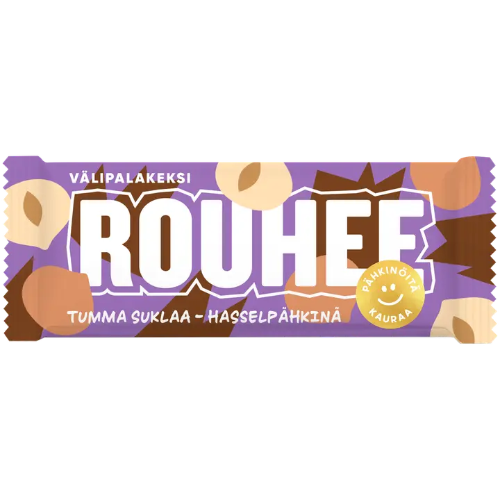 Rouhee Tumma Suklaa - Hasselpähkinä välipalakeksi 30g