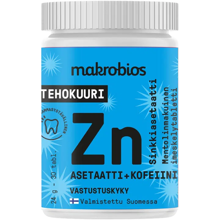 Makrobios Tehokuuri Sinkkiasetaatti +kofeiini 30 tablettia 24g