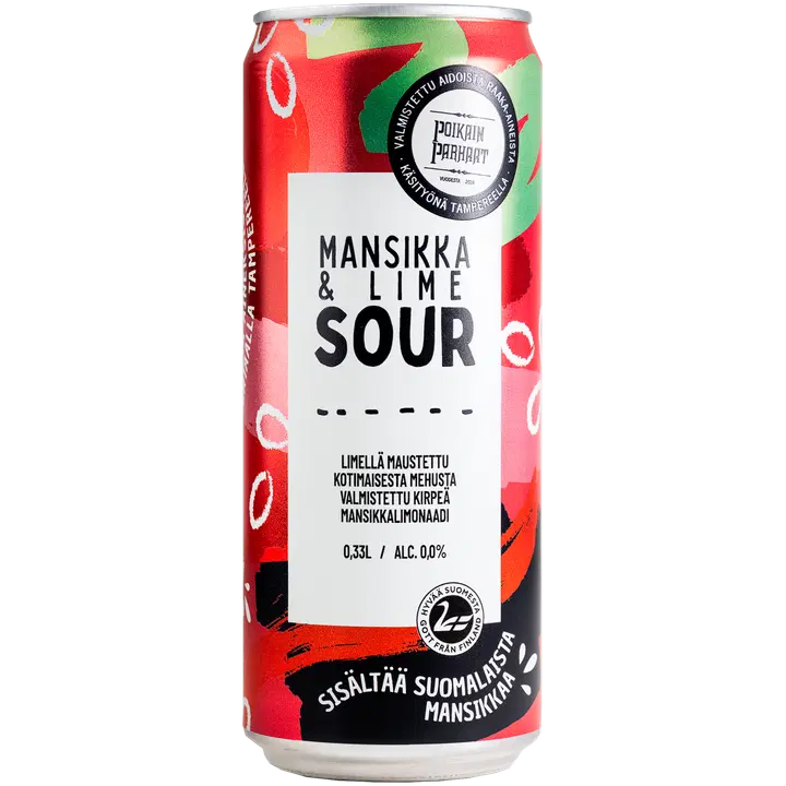 Poikain Parhaat SOUR Mansikka-Limelimonaadi 0,33l tlk