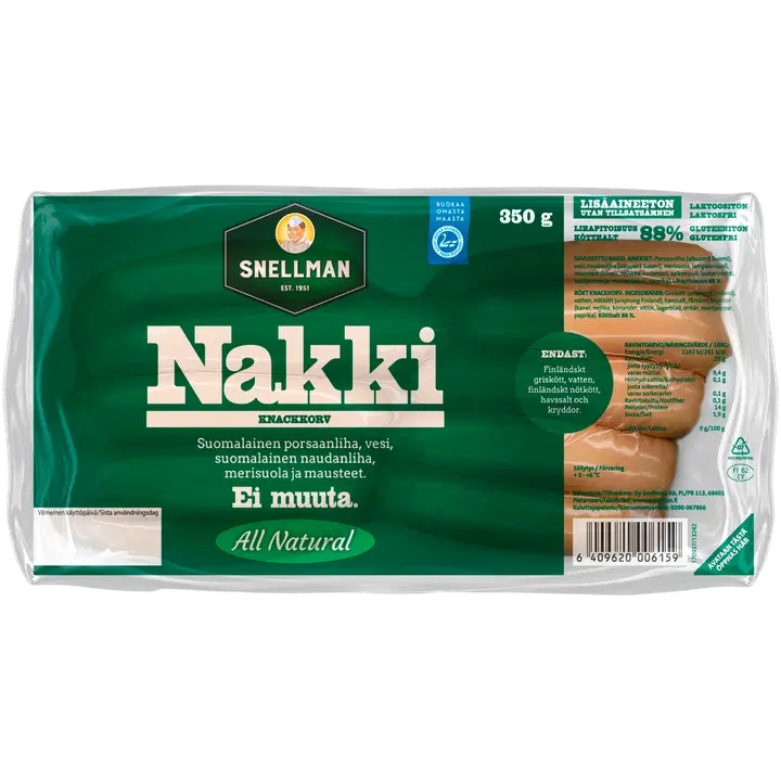 Snellman All Natural nakki luonnonsuolessa 350g