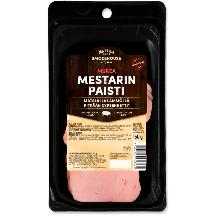 Mattila Bros. Mestarin paisti 150g. Sinappinen possun sisäpaisti, leikkelesiivut