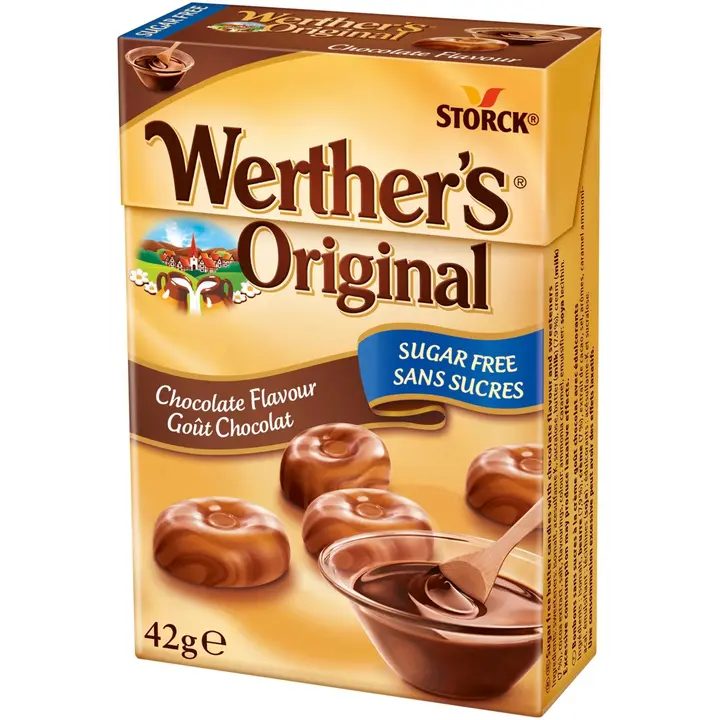 WERTHER´S ORIGINAL šokolaadimaitseline suhkruvabad koorekompvekid magusainetega 42g