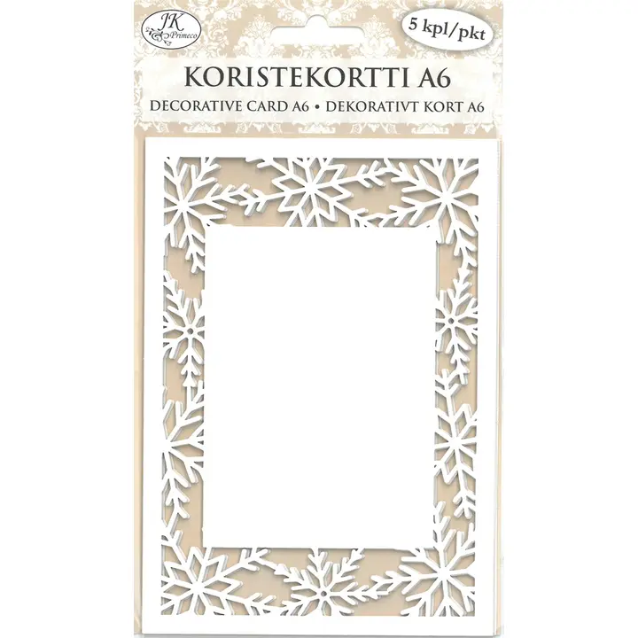 J.K. Primeco Koristekortti A6 lumihiutale valkoinen 5kpl/pkt