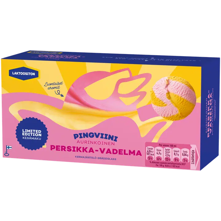 Pingviini Laktoosivaba virsiku-vaarika jäätis 1 l/500 g