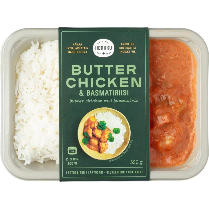 Herkku Butter chicken ja basmatiriisi
