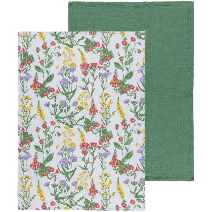 House keittiöpyyhe Wild floral vihreä 2-pack