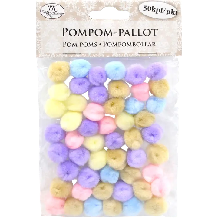 J.K. Primeco pompom-pallot pastelli 50kpl
