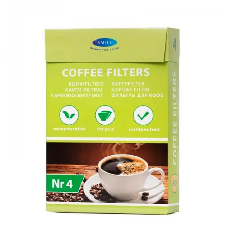Smile Kohvifiltrid, valgendamata, nr. 4, 80tk