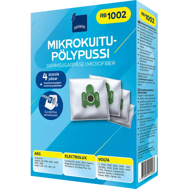 Rainbow pölypussi RB1002 4kpl + moottorisuodatin