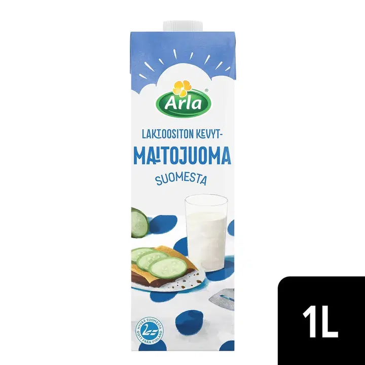 Arla Kevytmaitojuoma 1 L UHT laktoositon Suomesta