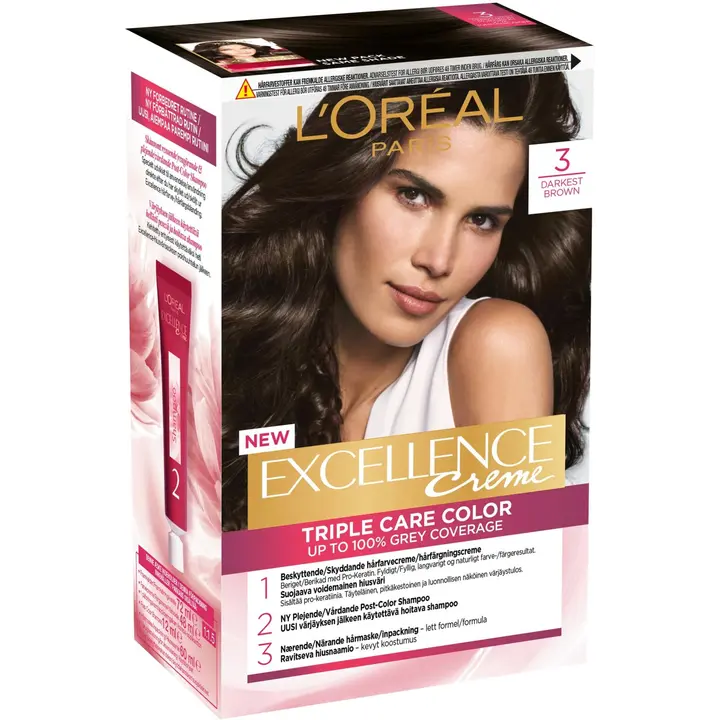 L'Oréal Paris Excellence Creme 3 Dark Brown Syvä Tummanruskea kestoväri 1kpl