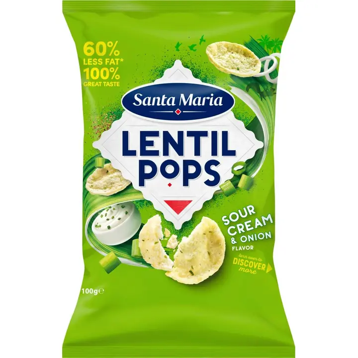 Santa Maria 100G Sour Cream & Onion Lentil Pops linssisipsi