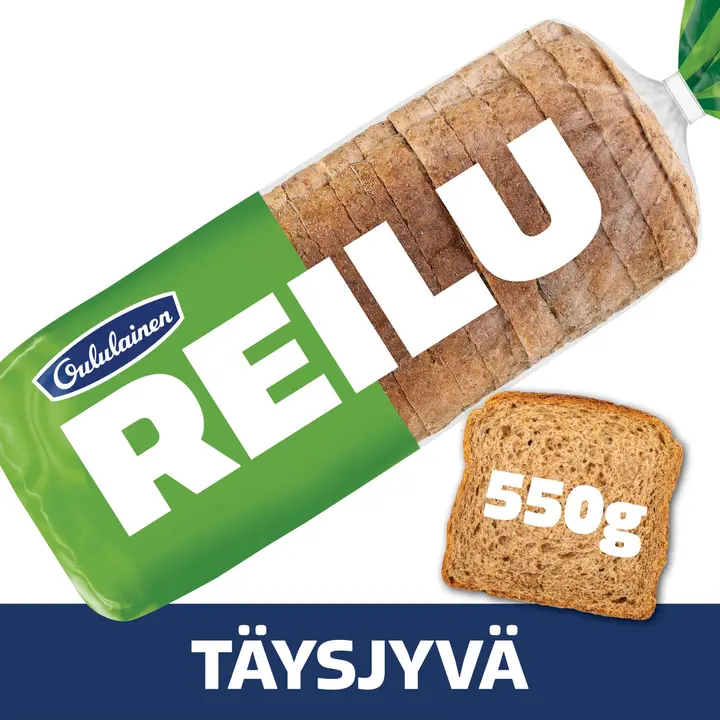 Oululainen Reilu Täysjyvä 550g, täysjyväleipä