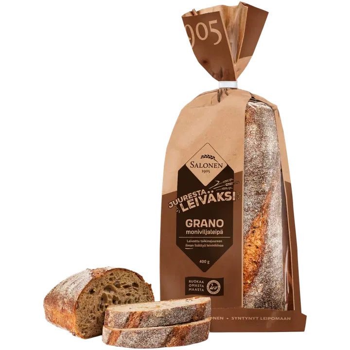 Leipomo Salonen Juuresta leiväksi Grano moniviljaleipä 400 g moniviljaleipä