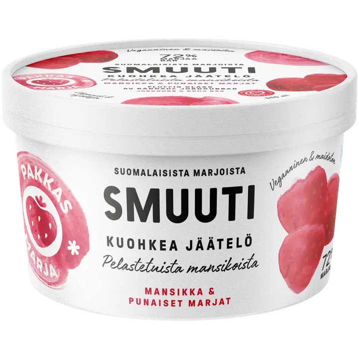 Pakkasmarja Smuuti jäätelö pelastetuista mansikoista Mansikka & punaiset marjat 500ml