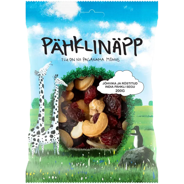 Pähklinäpp jõhvika ja röstitud india pähklisegu 200g