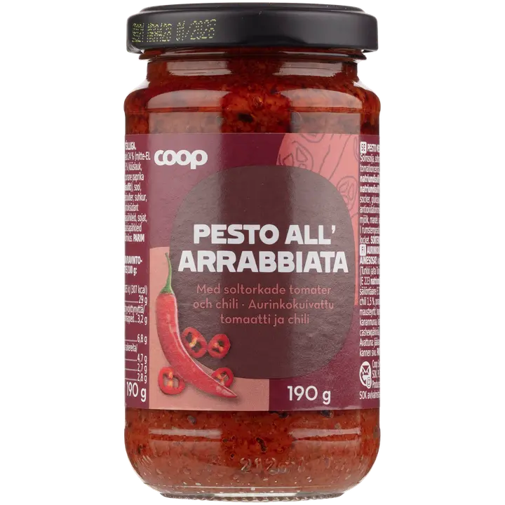 Coop pesto päikesekuivatatud tomatite ja tšilliga 190g