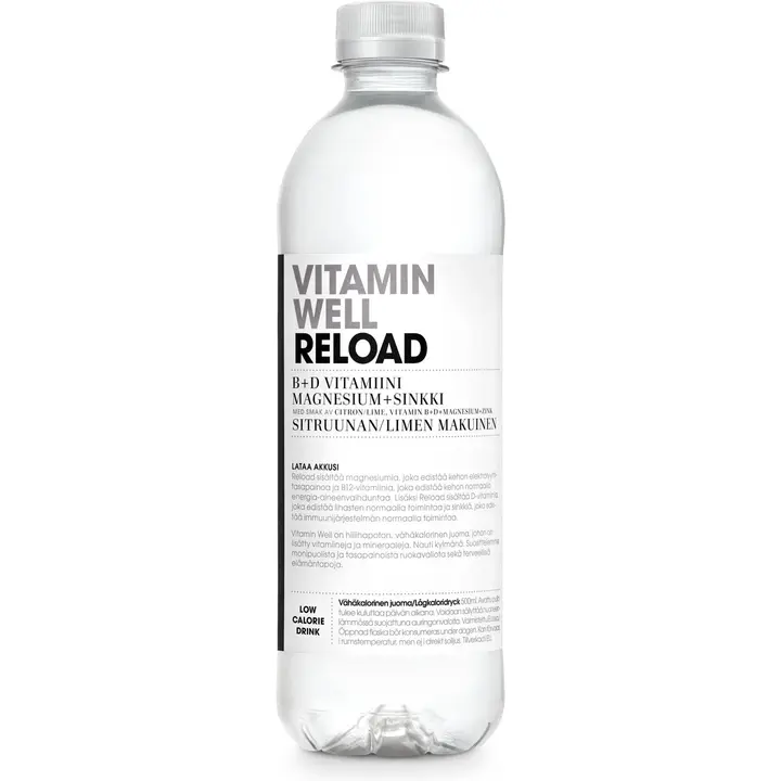 Vitamin Well Reload, sitruunan ja limen makuinen vitaminoitu hiilihapoton juoma 500ml