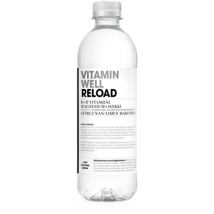 Vitamin Well Reload, sitruunan ja limen makuinen vitaminoitu hiilihapoton juoma 500ml