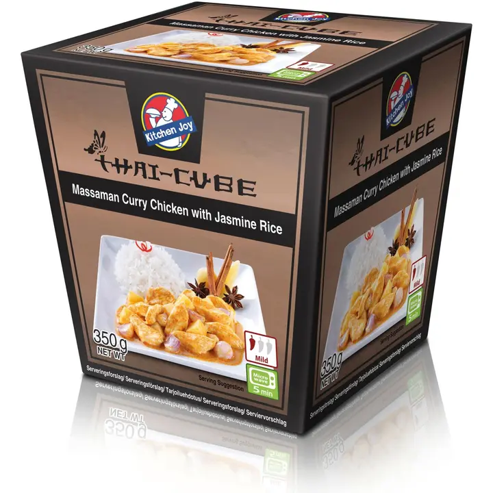 350g Kitchen Joy Thai-Cube Massaman curry -kanaa ja jasmiiniriisiä, pakasteateria
