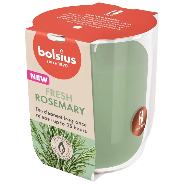 Bolsius True Scents - tuoksukynttilä lasipurkissa - Rosemary – vihreä – pieni