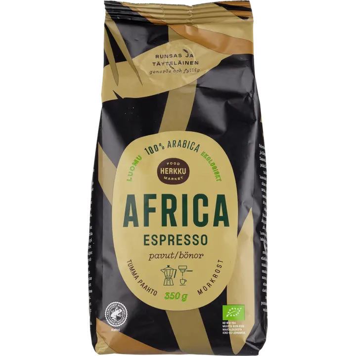 Herkku Luomu Africa Espresso pavut 350 g tumma paahto