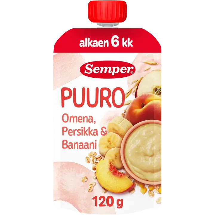 Semper Puuro Omena, persikka & banaani 6kk käyttövalmis lastenpuuro 120g