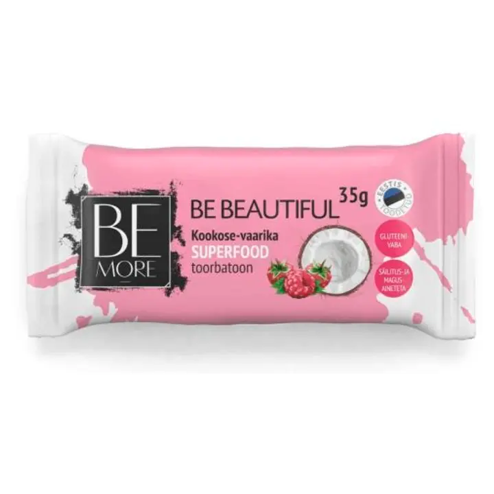 Be More Be Beautiful kookose- vaarika toorbatoon 35g