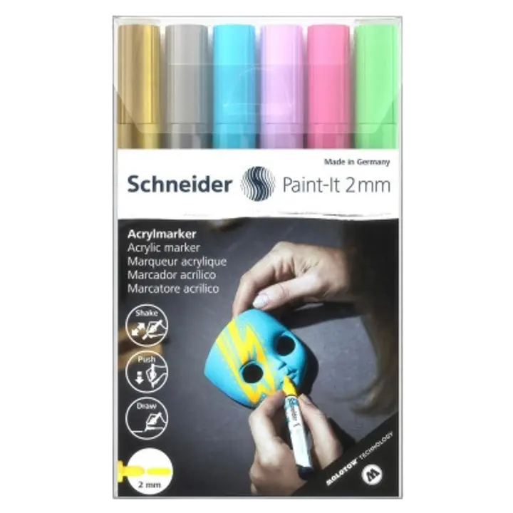 Akrüülmarkerite 2mm  6 tk komplektis