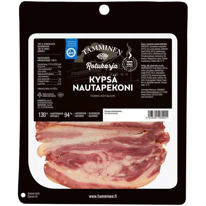 Tamminen Rotukarja kypsä nautapekoni 130g