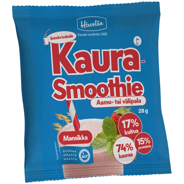 Hirvelän Kaurasmoothie Mansikka 28 g