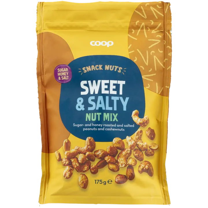 Coop Nut Mix sugar/honey & salt pähkinäsekoitus 175 g